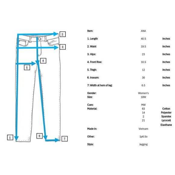 ANA Plus Size Jegging Jeans Womens 18W 30 Dark Wash Pockets Stretch - Picture 8 of 8